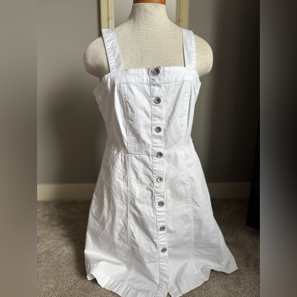 Tristan Cotton Blend White Button-Down Sleeveless Summer Dress Size 8 US